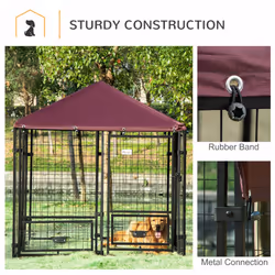 PawHut Dog Kennel with Rotating Bowl Holders, Cover, Outdoor Dog Run - Additional view 4