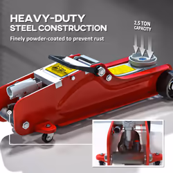 HOMCOM Hydraulic Low Profile Jack, 8-38cm 2.5 Ton Racing Car Jack Kit, Red