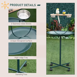 PawHut Bird Perch Stand, T-Stand Bird Training with Perch, Green