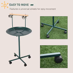 PawHut Bird Perch Stand, T-Stand Bird Training with Perch, Green - Additional view 4