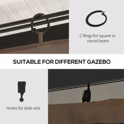 Outsunny 3 x 4(m) Universal Gazebo Replacement Sidewall Set, 4 Panels, Brown