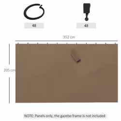 Outsunny 3 x 4(m) Universal Gazebo Replacement Sidewall Set, 4 Panels, Brown - Additional view 7