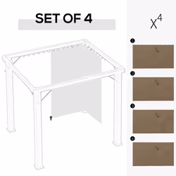 Outsunny 3 x 4(m) Universal Gazebo Replacement Sidewall Set, 4 Panels, Brown - Additional view 8
