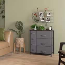 HOMCOM Chest of Drawers with 7 Dresser Drawers for Home Bedroom, Dark Grey