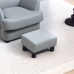 HOMCOM Chic Faux Leather Footstool Small Footrest with 4 Plastic Legs, Grey