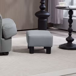 HOMCOM Chic Faux Leather Footstool Small Footrest with 4 Plastic Legs, Grey - Additional view 5
