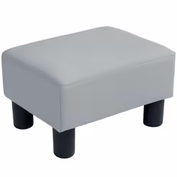 HOMCOM Chic Faux Leather Footstool Small Footrest with 4 Plastic Legs, Grey - Additional view 7