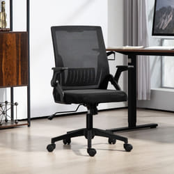 Vinsetto Mesh Office Chair with Lumbar Support, Flip-up Arm, Wheels, Black