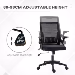 Vinsetto Mesh Office Chair with Lumbar Support, Flip-up Arm, Wheels, Black