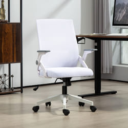 Vinsetto Mesh Office Chair with Lumbar Support, Flip-up Arm, Wheels, White