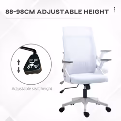 Vinsetto Mesh Office Chair with Lumbar Support, Flip-up Arm, Wheels, White