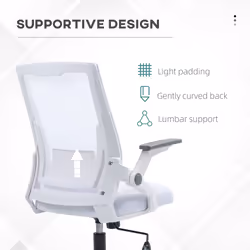 Vinsetto Mesh Office Chair with Lumbar Support, Flip-up Arm, Wheels, White