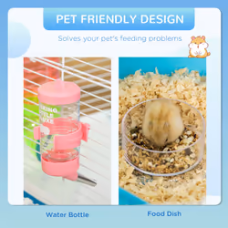 PawHut Hamster Cage w/ Water Bottle, Exercise Wheel, Tubes, Ramps-Light Blue