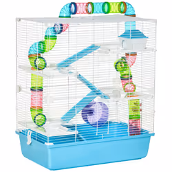 PawHut Hamster Cage w/ Water Bottle, Exercise Wheel, Tubes, Ramps-Light Blue - Additional view 8