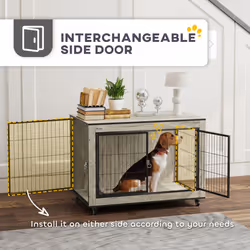 PawHut Dog Crate Furniture on Wheels, for Medium Dogs