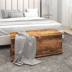 HOMCOM Storage Chest With Lid, 113L Storage Box, Rustic Brown
