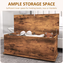 HOMCOM Storage Chest With Lid, 113L Storage Box, Rustic Brown - Additional view 2