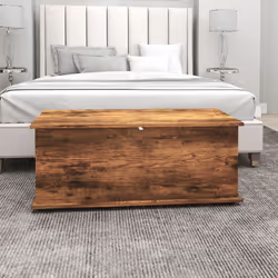 HOMCOM Storage Chest With Lid, 113L Storage Box, Rustic Brown - Additional view 4