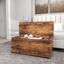 HOMCOM Storage Chest With Lid, 113L Storage Box, Rustic Brown - Additional view 5