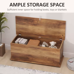 HOMCOM Storage Chest With Lid, 113L Storage Box, Brown Wood Grain