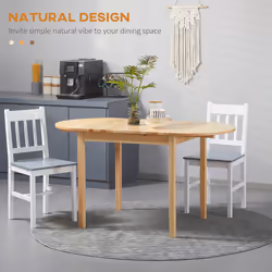 HOMCOM Foldable Dining Table, Solid Wood Drop Leaf Table, Natural