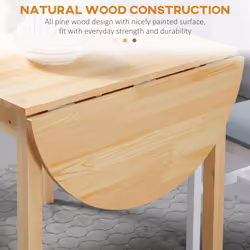 HOMCOM Foldable Dining Table, Solid Wood Drop Leaf Table, Natural - Additional view 5