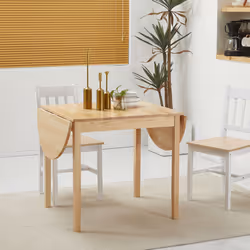HOMCOM Foldable Dining Table, Solid Wood Drop Leaf Table, Natural - Additional view 6