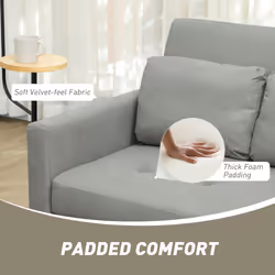 HOMCOM 2 Seater Sofa Bed Convertible Bed Settee with Pillow, Light Grey - Additional view 4