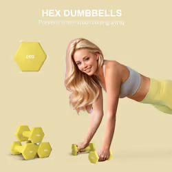 SPORTNOW Set of 2 Hexagonal Dumbbells Weights Pair, 2 x 1kg, Yellow