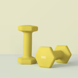 SPORTNOW Set of 2 Hexagonal Dumbbells Weights Pair, 2 x 1kg, Yellow - Additional view 6