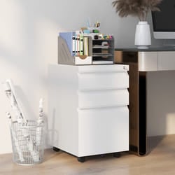 Vinsetto Filing Cabinet with Lock and Hanging Bar for Letter A4 Legal, White
