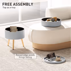 HOMCOM Side Coffee Table End Desk Night Stand w/ Detachable Tray, Grey