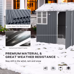 Outsunny 7 x 6 ft Metal Garden Shed Outdoor Storage Shed w/ Door, Dark Grey