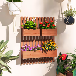 Outsunny Wooden Garden Planters with Trellis Wall-mounted Raised Garden Bed