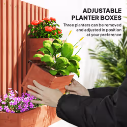 Outsunny Wooden Garden Planters with Trellis Wall-mounted Raised Garden Bed