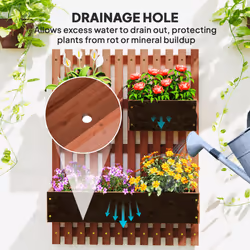 Outsunny Wooden Garden Planters with Trellis Wall-mounted Raised Garden Bed - Additional view 5