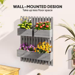 Outsunny Wooden Garden Planters with Trellis Wall-mounted Raised Garden Bed