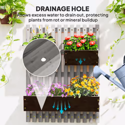 Outsunny Wooden Garden Planters with Trellis Wall-mounted Raised Garden Bed - Additional view 5