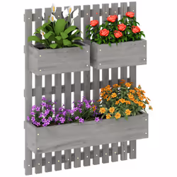 Outsunny Wooden Garden Planters with Trellis Wall-mounted Raised Garden Bed - Additional view 8