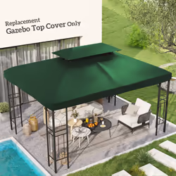 Outsunny 3x4m Gazebo Replacement Roof Canopy 2 Tier Top UV Cover Green