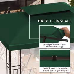 Outsunny 3x4m Gazebo Replacement Roof Canopy 2 Tier Top UV Cover Green