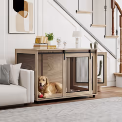 PawHut Dog Crate Furniture w/ Sliding Door, for XL Dogs, Brown