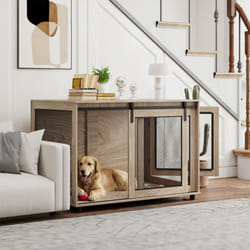 PawHut Dog Crate Furniture w/ Sliding Door, for XL Dogs, Brown