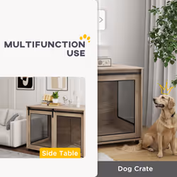 PawHut Dog Crate Furniture w/ Sliding Door, for XL Dogs, Brown