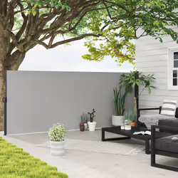 Outsunny Side Awning Retractable, Privacy Screen, 400x160cm, Light Grey