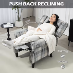 HOMCOM Recliner Chair for Living Room Wingback Chair with Padded Armrest Grey