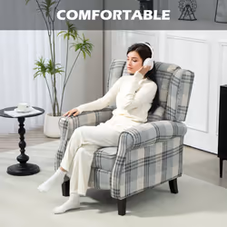 HOMCOM Recliner Chair for Living Room Wingback Chair with Padded Armrest Grey