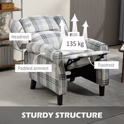 HOMCOM Recliner Chair for Living Room Wingback Chair with Padded Armrest Grey - Additional view 4
