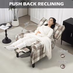 HOMCOM Recliner Chair for Living Room Wingback Chair with Padded Armrest Brown