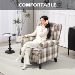 HOMCOM Recliner Chair for Living Room Wingback Chair with Padded Armrest Brown
